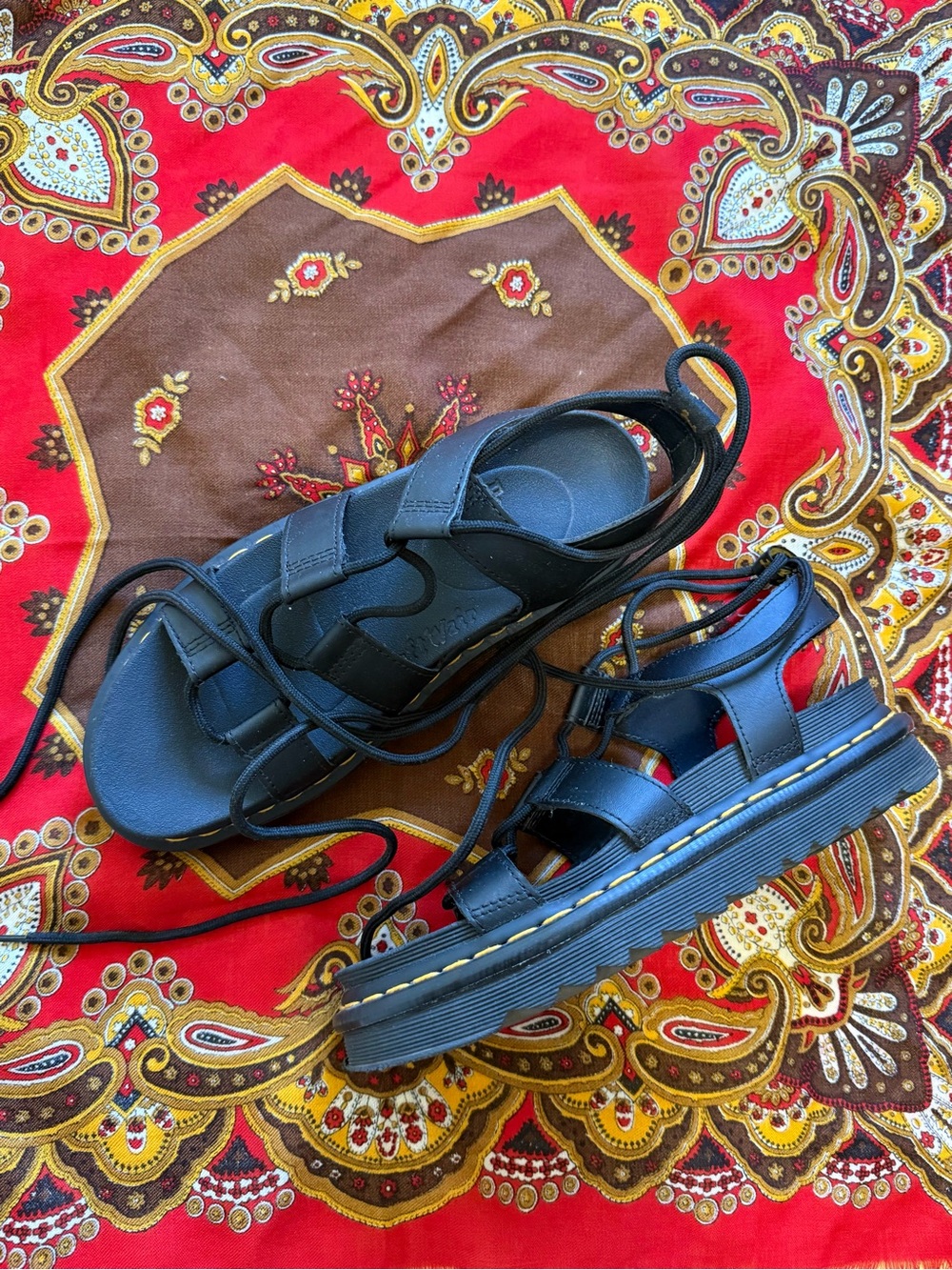 Dr. Martens Nartilla -Black Lace-Up Platform Sandals